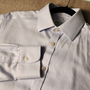 Charles Tyrwhitt Light Blue Micro Geometric Print Dress Shirt